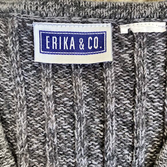 Erika & Co Sz S/M Vtg 90s Fair Isle Knit Sweater Vest Marled Grey Boxy - Picture 11 of 16